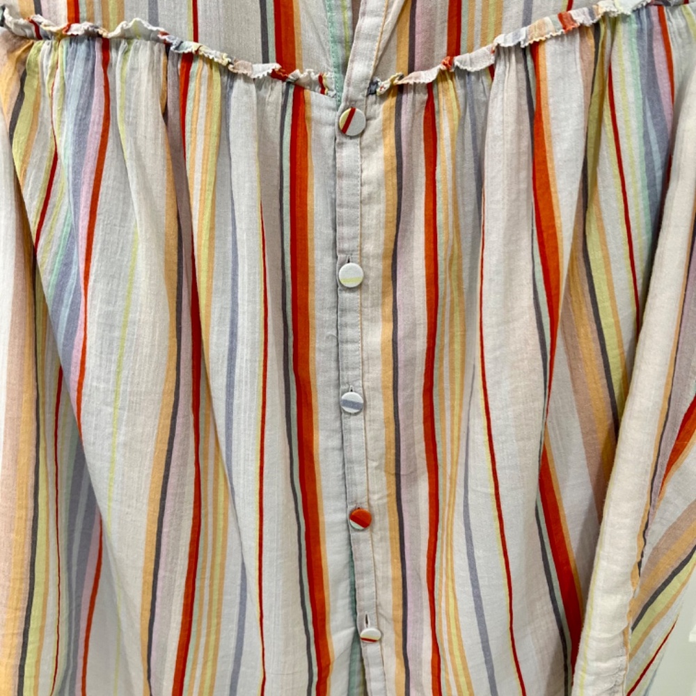 Marie Oliver Flowy Stripe Poplin Top, Sz M - Picture 4 of 12